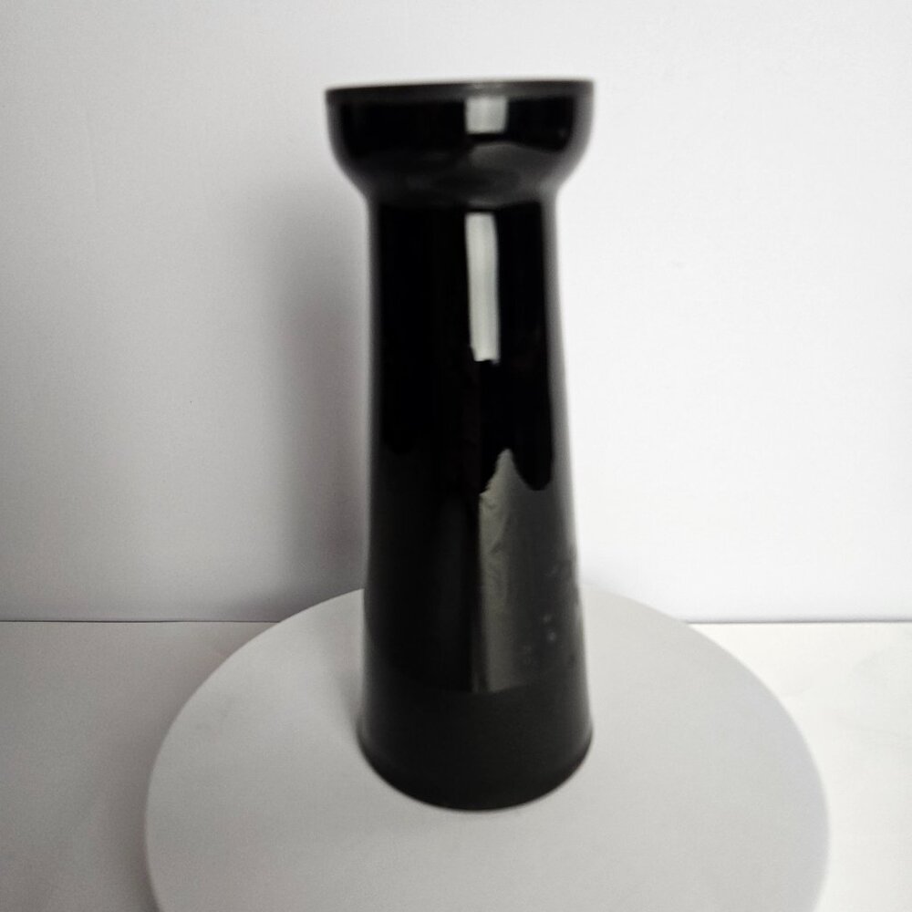 Czechoslovakian Pottery Vase Black Hand-Etched Bird Motif Gloss Finish 6.5"t - Picture 4 of 16